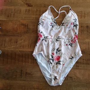 Floral one piece bathing suit